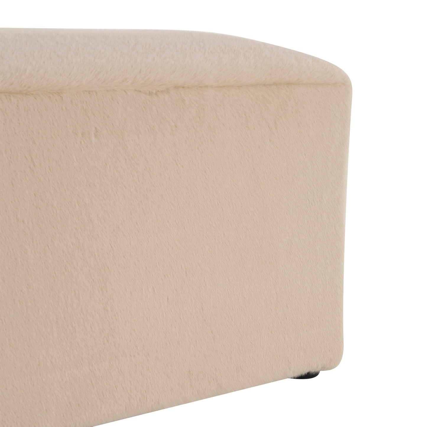 Christopher Knight Home Deni Modern Plush Fabric Ottoman Bench, Living Room Long Ottoman Foot Rest, Bedroom End of Bed Bench with Wooden Frame, Rectangular Ottoman Coffee Table, Almond Beige