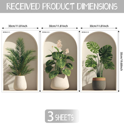 3D Potted Plants Wall Stickers，Green Plants Wall Decals，Peel and Stick 3D Magic Art Sticker，for Living Room Bedroom Aisle Entrance Sofa Backdrop Yoga Room Home Decor (Potted Flower Decor 46)