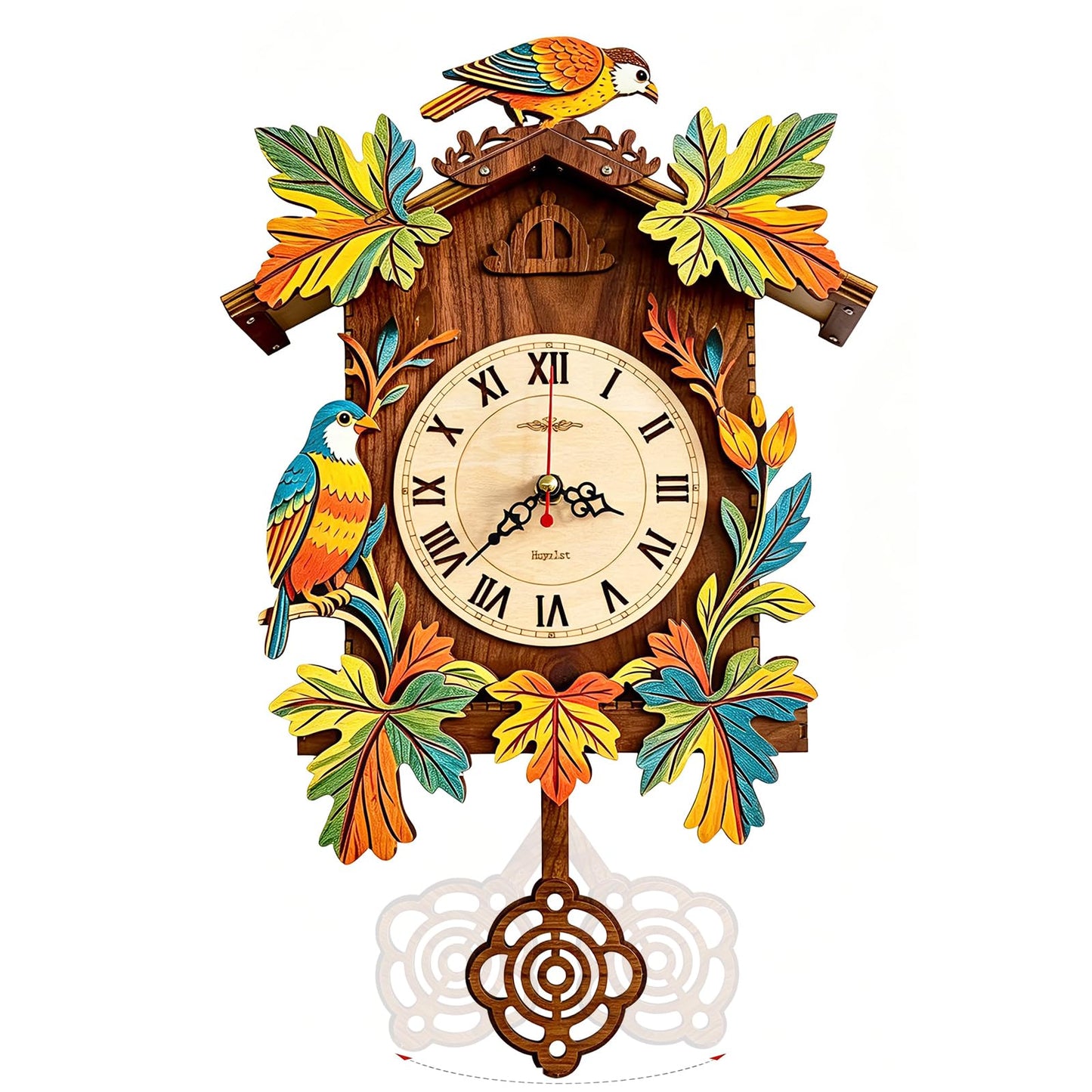 Hnyzlst Wooden Birdhouse Clock Puzzle—A 3D DIY Assembly kit for a Decorative wall Clock, Featuring Autumn Leaves and Bird Motifs, Perfect for Rustic Farmhouse-Style Decor in Kitchens and Living Rooms