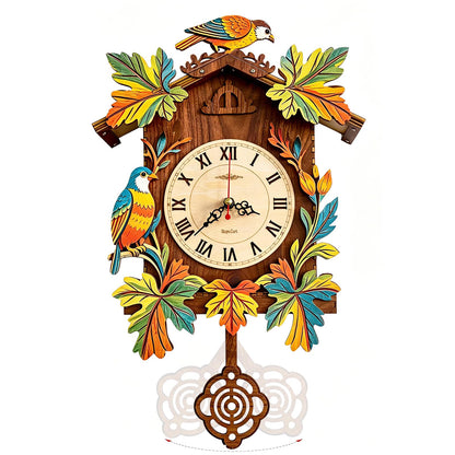 Hnyzlst Wooden Birdhouse Clock Puzzle—A 3D DIY Assembly kit for a Decorative wall Clock, Featuring Autumn Leaves and Bird Motifs, Perfect for Rustic Farmhouse-Style Decor in Kitchens and Living Rooms