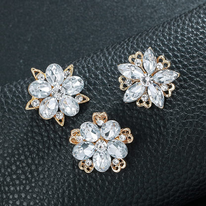 MEEDOZ Women's Lot 12pcs Crystal Rhinestone Marquise Teardrop Flower Brooch Pin Set For DIY Bridal Wedding Bouquet Kit (Gold Plated)