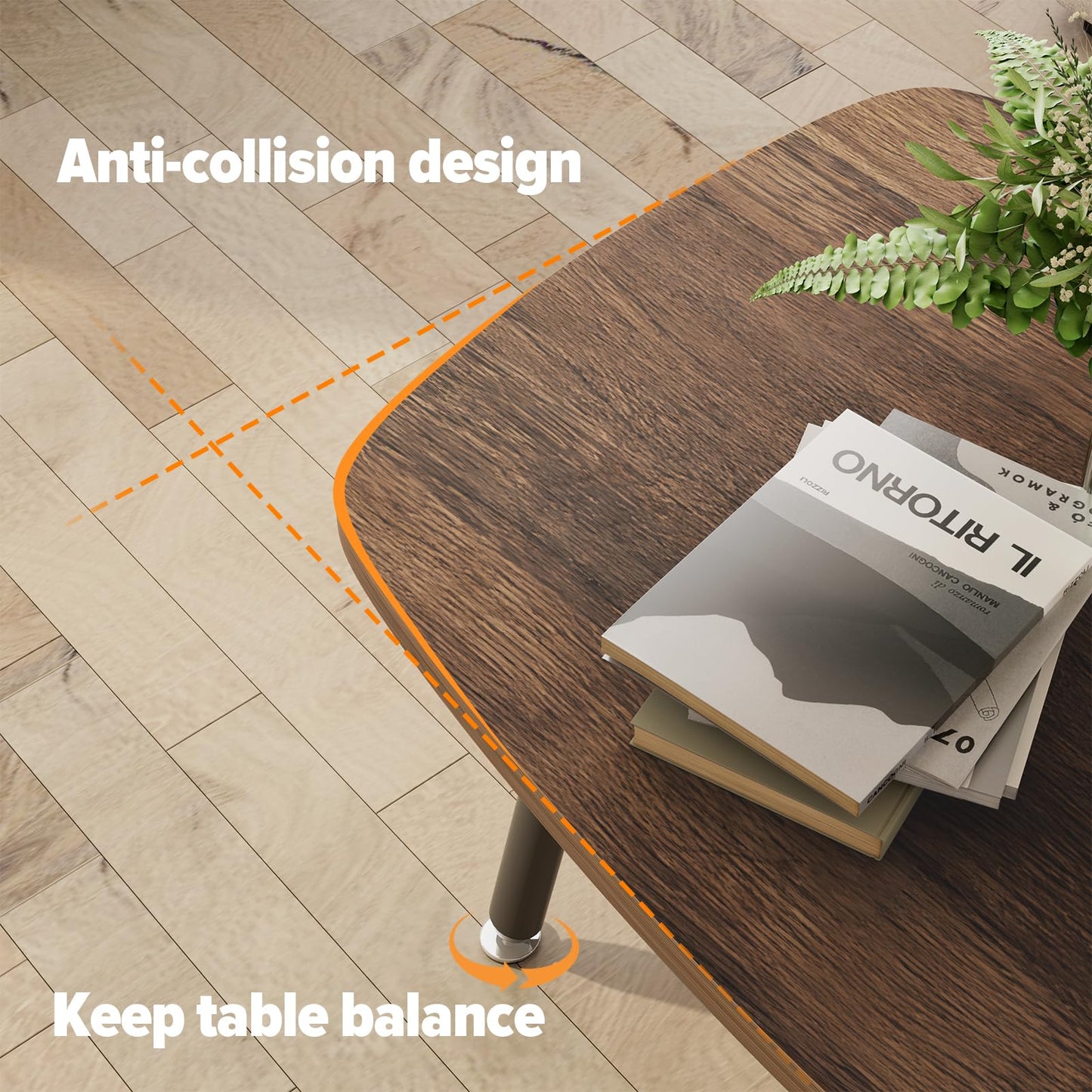 WOHOMO Folding Coffee Table for Small Spaces, No Assembly Farmhouse Portable Living Room Table, Walnut 39.3x19.6x17.7 Inch