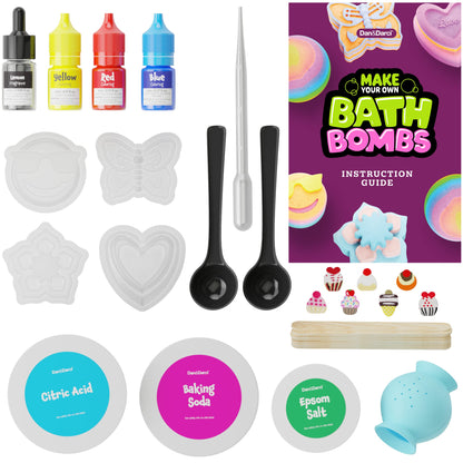 Dan&Darci Bath Bomb Making Kit for Kids - Kid Crafts Science Project - Gifts for Girls and Boys - Craft Activity Gift for Age 6, 7, 8, 9, 10, 11 & 12 Year Old Girl - Makes 10 Baths Bombs Fizzies