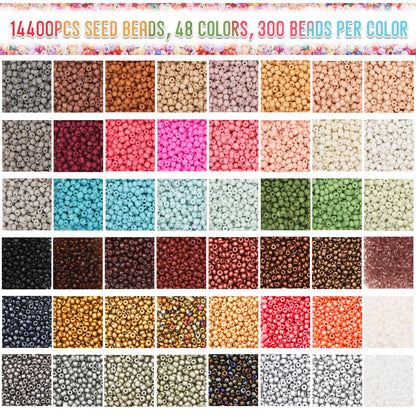 EuTengHao Glass Seed Beads for Bracelet Making Kit, 8/0 Small Pony Beads for Bracelet Necklace Jewelry Making DIY Crafting (3mm, 48 Colors, Frosted Glass and Lacquered)