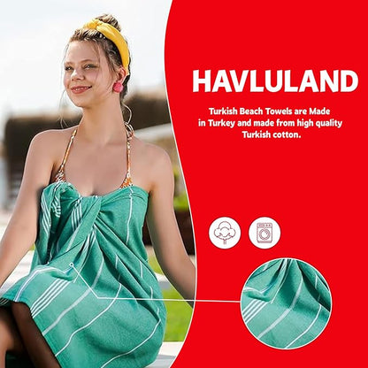 HAVLULAND Turkish Beach Towels, Oversized 40"x72" Turkish Bath Towel, Highly Absorbent Quick Dry Sand Free Beach Towels for Beach Pool Spa Gym Yoga Travel Camping Picnic Blanket - Salmon
