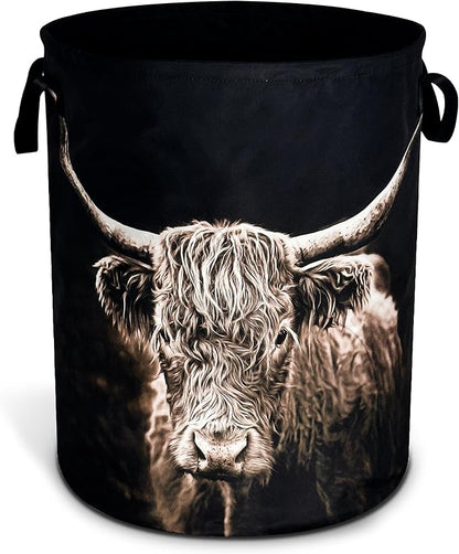Highland Cow Laundry Basket Animal Foldable Oxford Cloth Funny Tote Bag Laundry