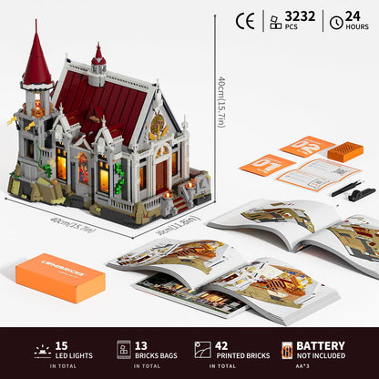 Lumibricks Medieval Castle Banquet Hall Lighting Building Bricks Set - Middle Ages City Town Modular Collection Display Kit with Minifigures 3232 Pcs for Adults & Teens