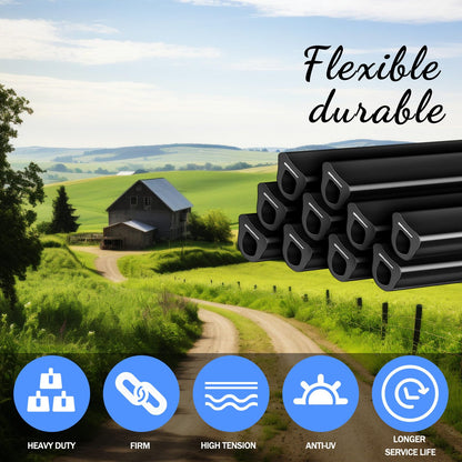 Pushglossy 20" Electric Fence Underground Wire Insulator Tubing Wrap Insulator Tube for Corner Post and End of Fence, Accommodates Wire Diameters up to 12-1/2 Gauge, Black, Aluminum Insert(20 Pcs)