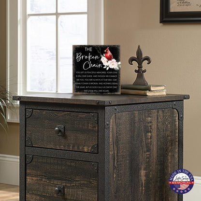 LifeSong Milestones Wooden Memorial Shelf Décor & Tabletop Signs | Loving Memory Gifts | Handcrafted Keepsakes (The Broken Chain (Black))