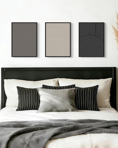 Drsoum Minimalist Abstract Wall Art Framed Modern Boho Neutral Line Wall Decor Mid Century Geometric Artwork Bedroom Living Room 11x14in Black Framed