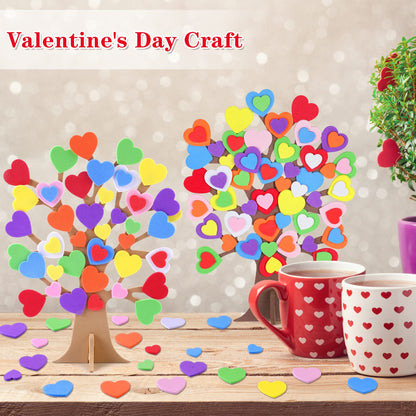 Fovths 332 Pieces DIY Love Heart Tree Foam Stickers Craft Set 12 Pieces Tree and 320 Pieces Valentine's Day Self-Adhesive Foam Heart for Valentine's Day Wedding Mother's Day Home Decor School DIY