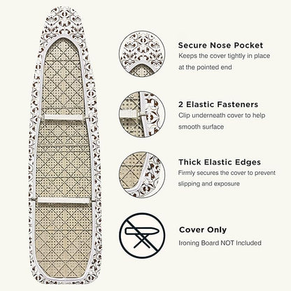 Ironing Board Cover and Pad 18"x54" Extra Thick Natural Cotton, Scorch & Stain