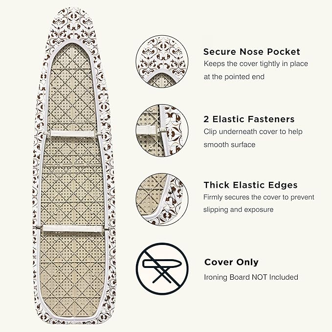 Ironing Board Cover and Pad 18"x54" Extra Thick Natural Cotton, Scorch and