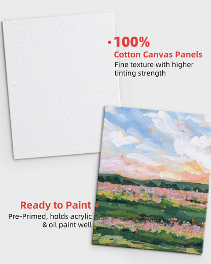 Simetufy 42 Pack 5x7 Inch Small Canvas Boards for Painting, 8oz Pre-Primed Flat Canvas Panels, Acid-Free 100% Cotton for Acrylics Oil Watercolor Paints