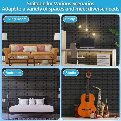 BrightRow 20 Pack Acoustic Panels 12" X 12" Soundproof Wall Panels with Self Adhesive High Density Brick Pattern Sound Absorbing Decorative for Home Office Gaming Room Studio