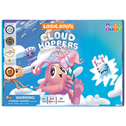 Logic Roots Cloud Hoppers Addition and Subtraction Game - Fun Math Board Game for 6-8 Year Olds, Easy to Play Educational Game for Kids at Home, Perfect STEM Toy Gift for Girls & Boys, Grade 1 & Up