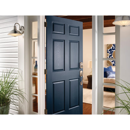 Schlage Camelot Electronic Keypad Deadbolt Lock, Keyless Front Door Entry, Mechanical Key Backup Included, Satin Nickel, BE365 V CAM 619