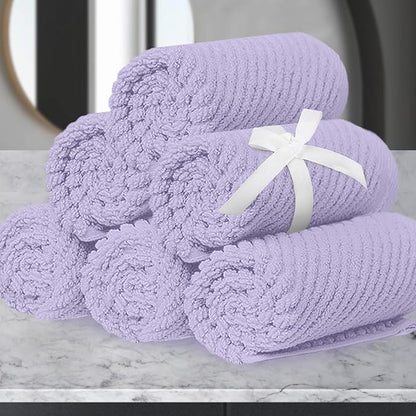 Washcloths for Showering, Thick Cotton Washcloths for Face, Lavender Face Towel