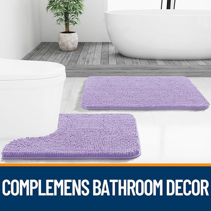 OLANLY Bathroom Runner Rugs 44x24, Soft Absorbent Chenille Bath Rugs, Rubber Backing Quick Dry, Machine Washable Long Bath Mats for Bathroom Floor, Tub and Shower, Home Decor Accessories, Lavender