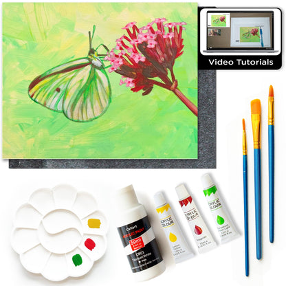 Painting4Real DIY Painting Class Kits for Adults with Video Tutorials, Learn to Paint Moth, How to Paint with Acrylic Paint Sets for Adult, 9 Peices Art Set & Painting Supplies Gifts for Mom