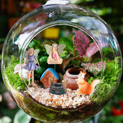 Roowest 19 Pcs Miniatures Garden Fairies Kit Garden Accessories Miniatures Bunny Squirrel Owl Animals Cute Tiny Mushroom Mini Pond Bridge Figurine for DIY Home Micro Landscape Terrarium Ornaments