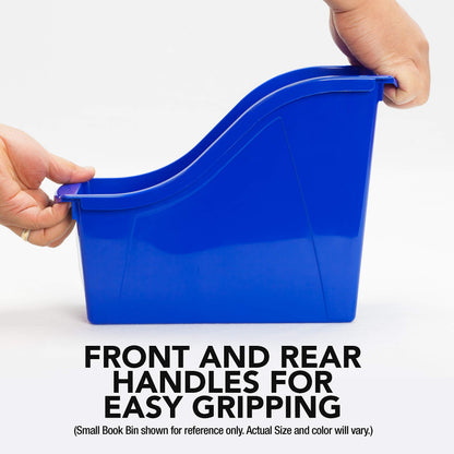 Storex Small Book Bin – Interlocking Plastic Organizer for Home, Office and Classroom, Blue, 6-Pack (71108U06C)