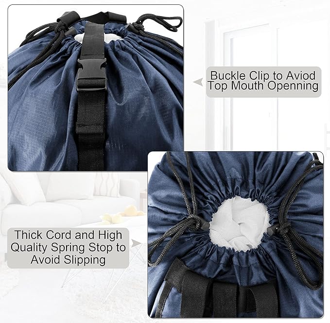BeeGreen Navy Blue Travel Laundry Bag w Drawstring & Handle College Dorm Room