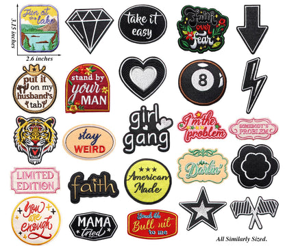 HEYTRCO 25PCS Western Meme Iron on Patches, Funny Cute Country Cowboy Cowgirl Embroidered Badges for Clothes, Applique for Shirts, Trucker Hats, Jeans, Jackets, Bags, Dress