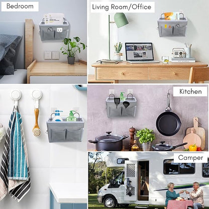 2pcs Middle Wall Hanging Organizer Bag, Linen Fabric Door Hanging Storage Basket