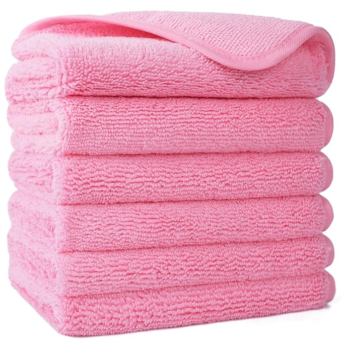 POLYTE Premium Lint Free Microfiber Washcloth Face Towel, 13 x 13 in