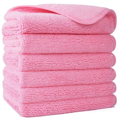 POLYTE Premium Lint Free Microfiber Washcloth Face Towel, 13 x 13 in