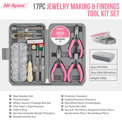 Hi-Spec Jewelry Making Supplies Kit for Adults with Findings Accessories Box Set. Pliers & Wires for Handmade Bracelets, Necklaces, Earrings and Charms Arts & Crafts