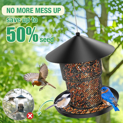 Bird Feeder for Outdoor Hanging, No Mess No Spill and Squirrel Proof Feeder