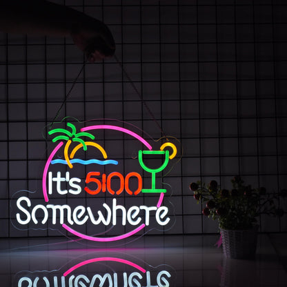 Its 5 00 O'clock Some Where Neon Sign for Wall Décor Dimmable LED Man Cave Bar Beer Garage Neon Light USB Powered Neon Art Signs Decor