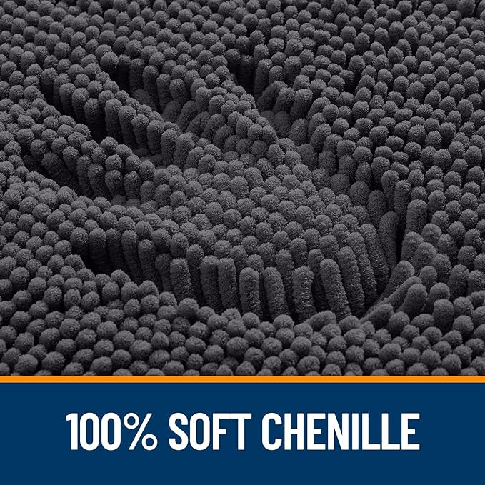 OLANLY Large Bathroom Rugs 70x46, Extra Soft Absorbent Chenille Bath Rugs, Rubber Backing Quick Dry, Machine Washable Bath Mats for Bathroom Floor, Tub and Shower, Home Decor Accessories, Dark Grey
