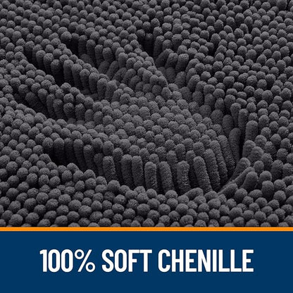 OLANLY Large Bathroom Rugs 70x46, Extra Soft Absorbent Chenille Bath Rugs, Rubber Backing Quick Dry, Machine Washable Bath Mats for Bathroom Floor, Tub and Shower, Home Decor Accessories, Dark Grey