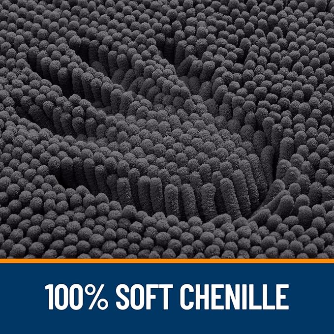 OLANLY Small Bathroom Rugs 24x16, Extra Soft Absorbent Chenille Bath Rugs, Rubber Backing Quick Dry, Machine Washable Bath Mats for Bathroom Floor, Tub and Shower, Home Decor Accessories, Dark Grey