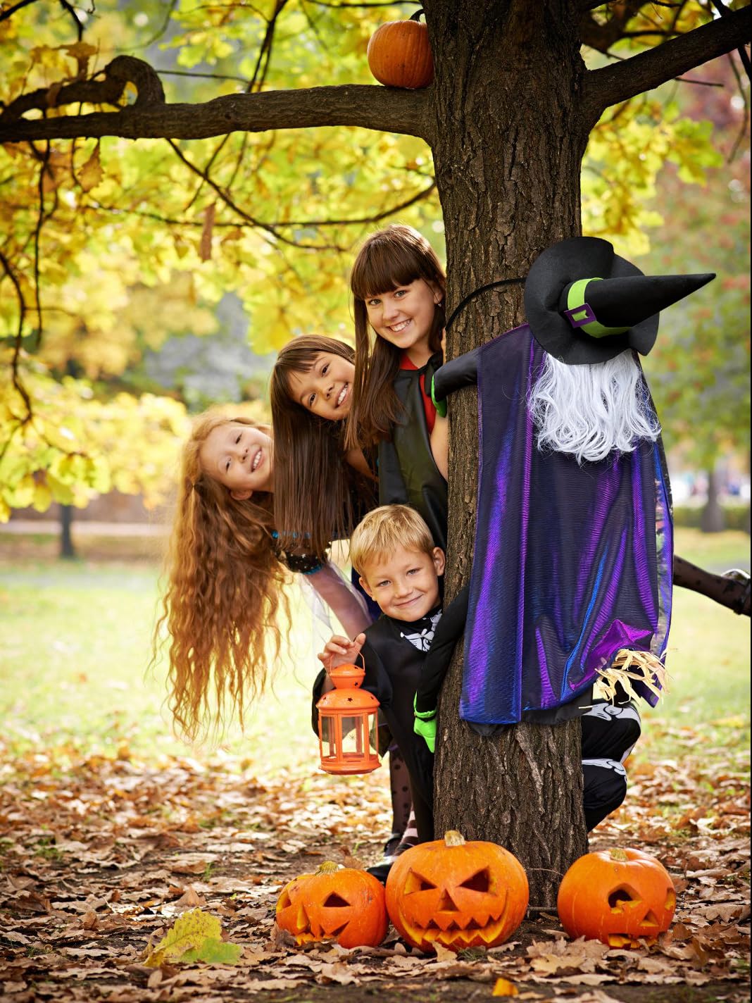 POPGIFTU 64" Large Crashing Witch into Tree Halloween Outdoor Decoration – Funny Flying Witch Yard Prop for Porch, Garden & Lawn, Weather-Resistant Halloween Decor