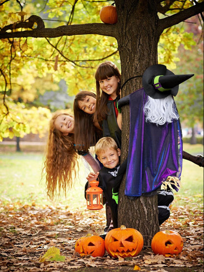 POPGIFTU 64" Large Crashing Witch into Tree Halloween Outdoor Decoration – Funny Flying Witch Yard Prop for Porch, Garden & Lawn, Weather-Resistant Halloween Decor
