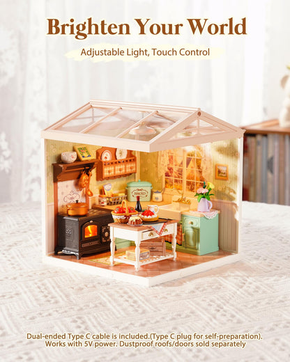 Rolife Super Creator Kits, Tiny House Building Blocks for Little Dolls, DIY Plastic Mini House Model Building Kits for Teens Aged 14+, DIY Crafts/Hobbies for Adult(Farmhouse Kitchen)