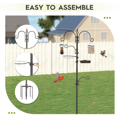 ERYTLLY Bird Feeding Station Kit Bird Feeder Pole Wild Bird Feeder Hanging Kit Planter Hanger Multi Feeder Hanging with Metal Suet Feeder Bird Bath for Attracting Wild Birds