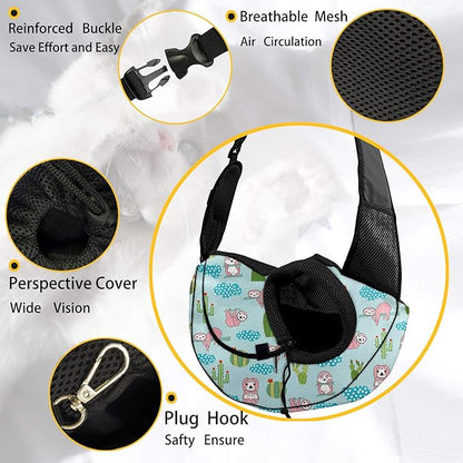FUSURIRE Colorful Butterfly Print Pet Carrier Sling for Small Dogs Cats Hands Free Pet Puppy Outdoor Travel Carrier Bag Adjustable Strap Padded Shoulder Sling Travel Tote Bag up to 5lb Puppy