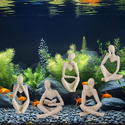 Fish Aquarium Decor Ornaments Minimalist Resin Sandstone Thinker Statue Fish Tank Decorations Small Accessories Abstract Home Decor Fish Toy for Betta Cichlid Goldfish Shrimps Hermit Crabs Turtle