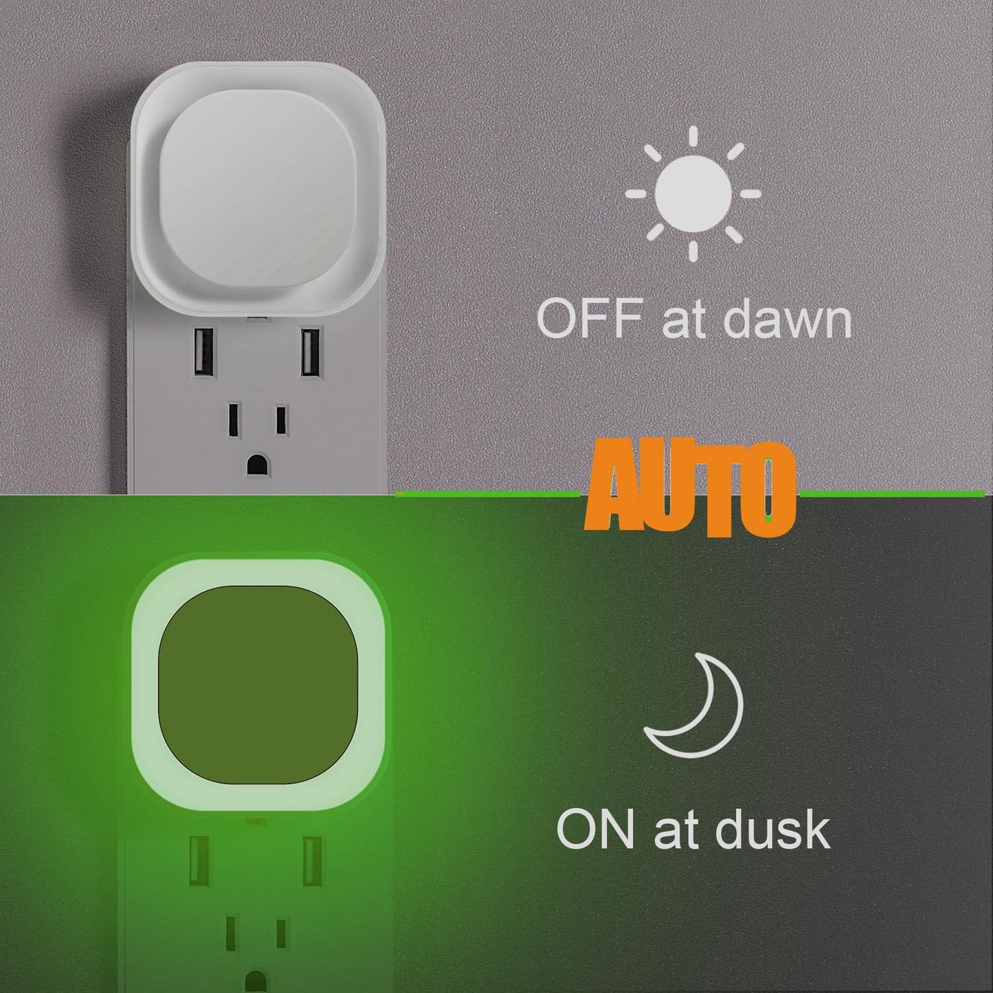2 Pack Plug in Amber Night Light, Auto Dusk to Dawn, Soft Glow, Dimmable, Diffused Light, LED Lights for Bedroom, Kids, Bathroom, Sleep, Baby Nursery, Toddler, Hallway, Kitchen, Home Decor