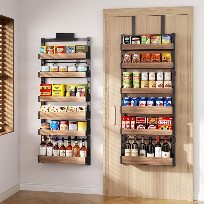 6-Tier Over The Door Pantry Organizer, Heavy-Duty Metal Wall Mount or Hanging