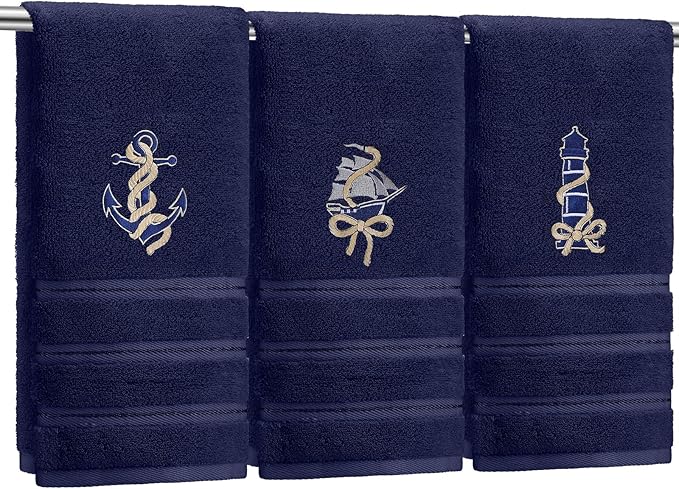 3 Pack Coastal Nautical Hand Towels