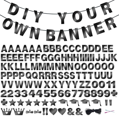 131 PCS Custom Banner DIY Letter Banners Personalized Banner for Birthday Congratulations Wedding Party Banners Black 5-inch