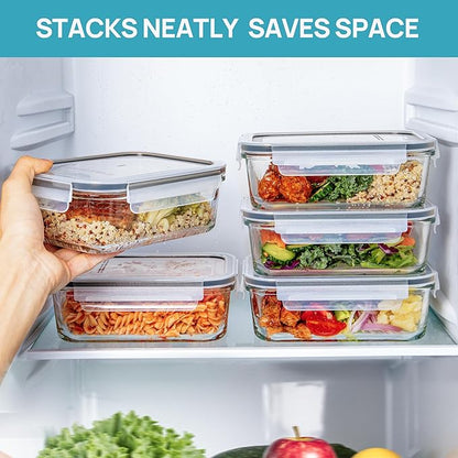 Vtopmart 5Pack 30oz Glass Storage Containers
