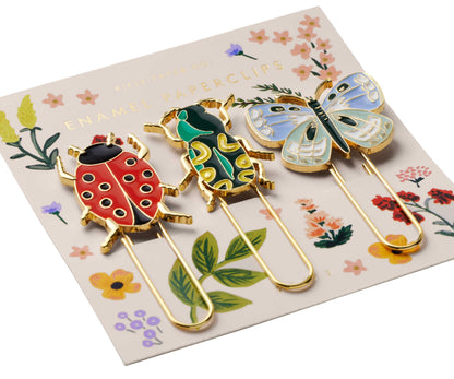 RIFLE PAPER CO. Curio Enamel Paper Clip Set, Use for Organizing, Decorating and More for Important Documents, Designed with Both Style and Function in Mind
