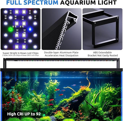 SEAOURA 24/7 LED Aquarium Light for 30-36 Inch Fish Tank, Auto On Off with Timer, 9 Colors, Adjustable Brightness, Daylight Moonlight Mode, Full Spectrum Fish Tank Light for Plants